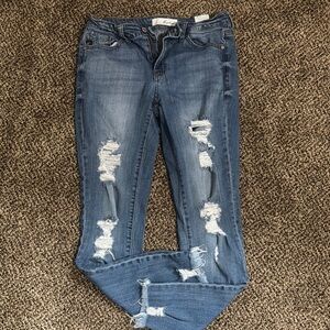 Skinny Distressed Blue Jeans